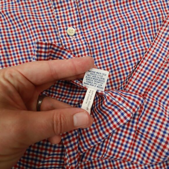 Ralph Lauren Men's Red Blue Gingham Plaid Linen Cotton Blend Button Up size XXL - Picture 10 of 10